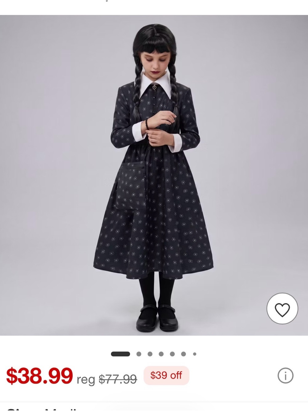 Wednesday Addams family Halloween costume girls size 9-10